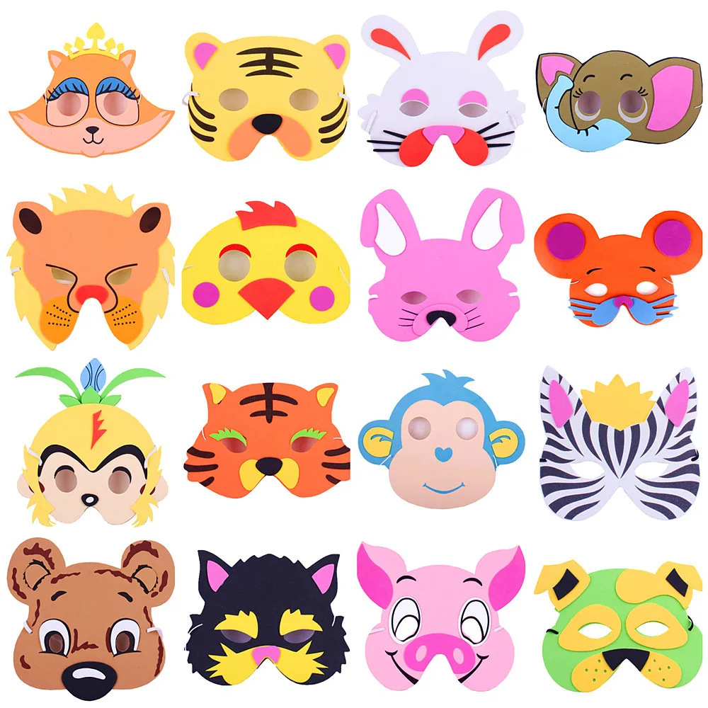 Children felt animal cartoon half face mask kindergarten show props Mouse monkey frog cat dog Halloween felt mask eye mask