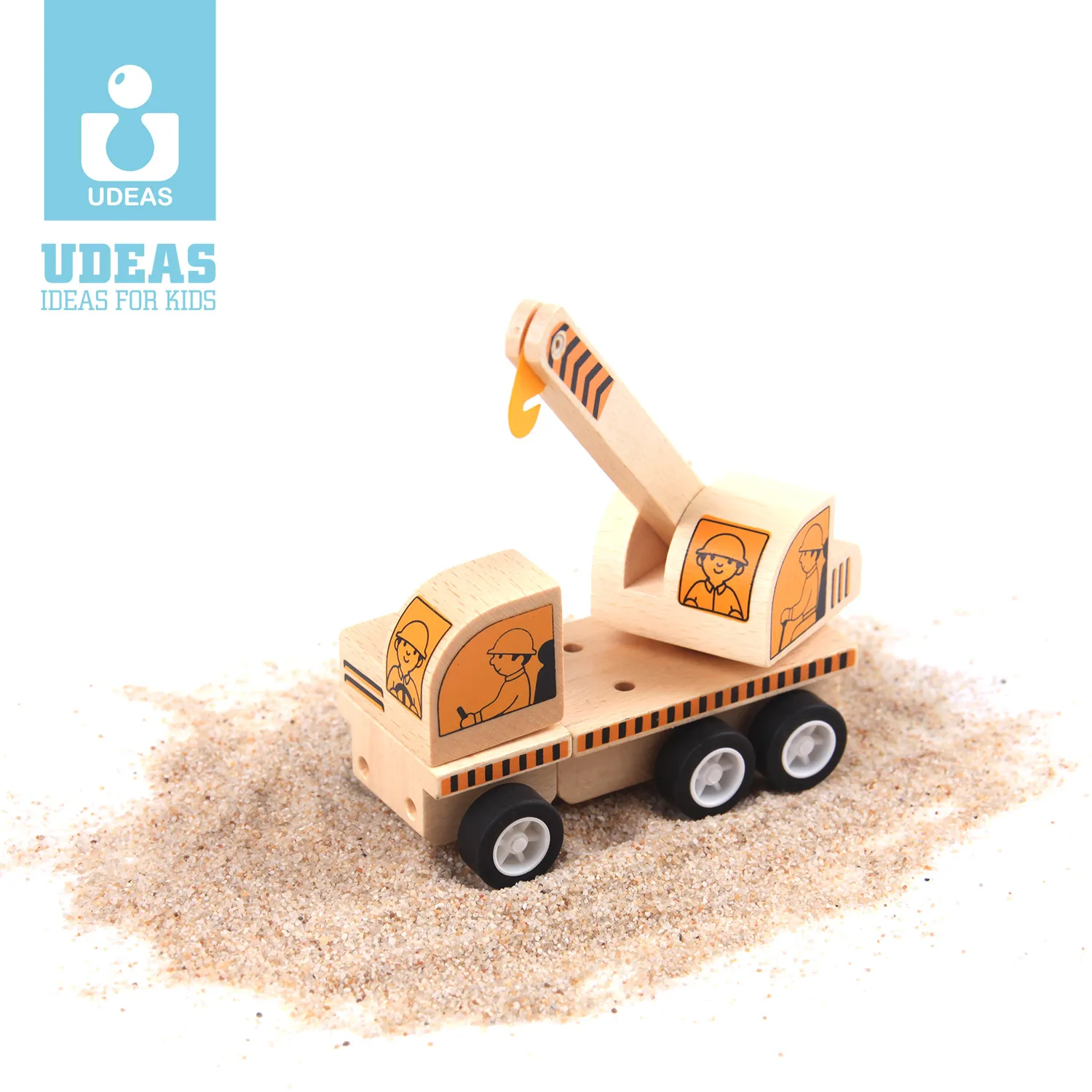 Quality Educational Wooden Toy Assemble Engineering Construction Vehicle Truck Model Car Pull Back Toys For Kids