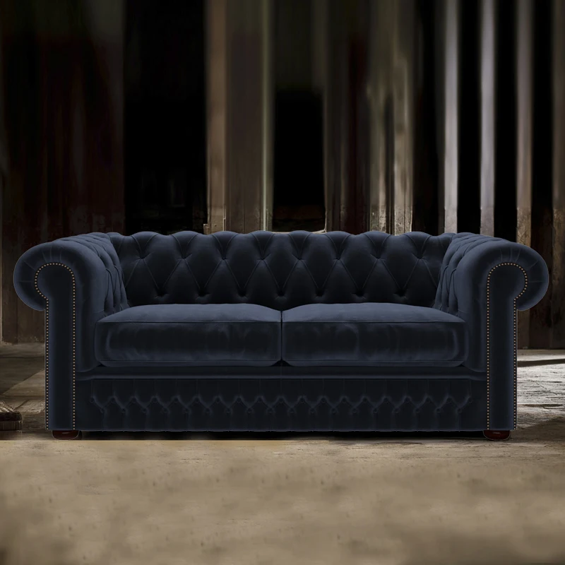 Deep Purple Velvet wood frame chesterfield 3 Seat sofa