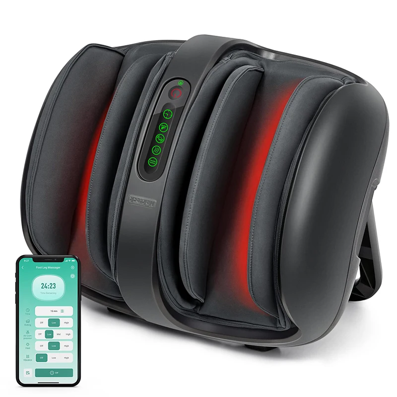 Nekteck Foot Shiatsu Massager for Circulation and Pain Relief, Smart Electric Massage Machine with Heat, Deep Kneading Vibration