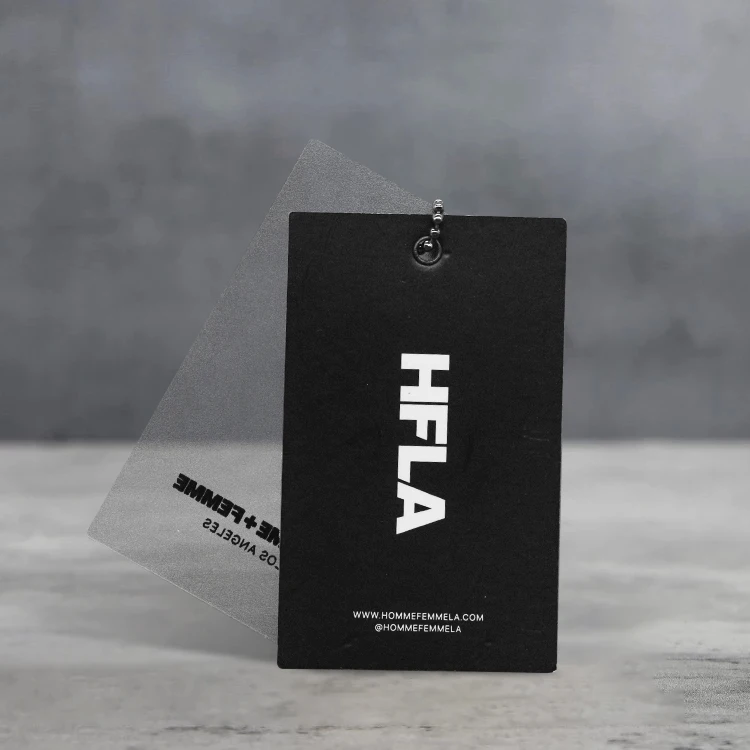 Customized Clothing Garment Hanging Card Transparent Frosted PVC Plastic Paper Hang Clothes Tags  luxury hang tag