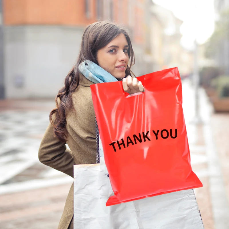 Wholesale Custom Printed Customized LDPE/HDPE /PLA Eco Friendly handle plastic die cut shopping bag