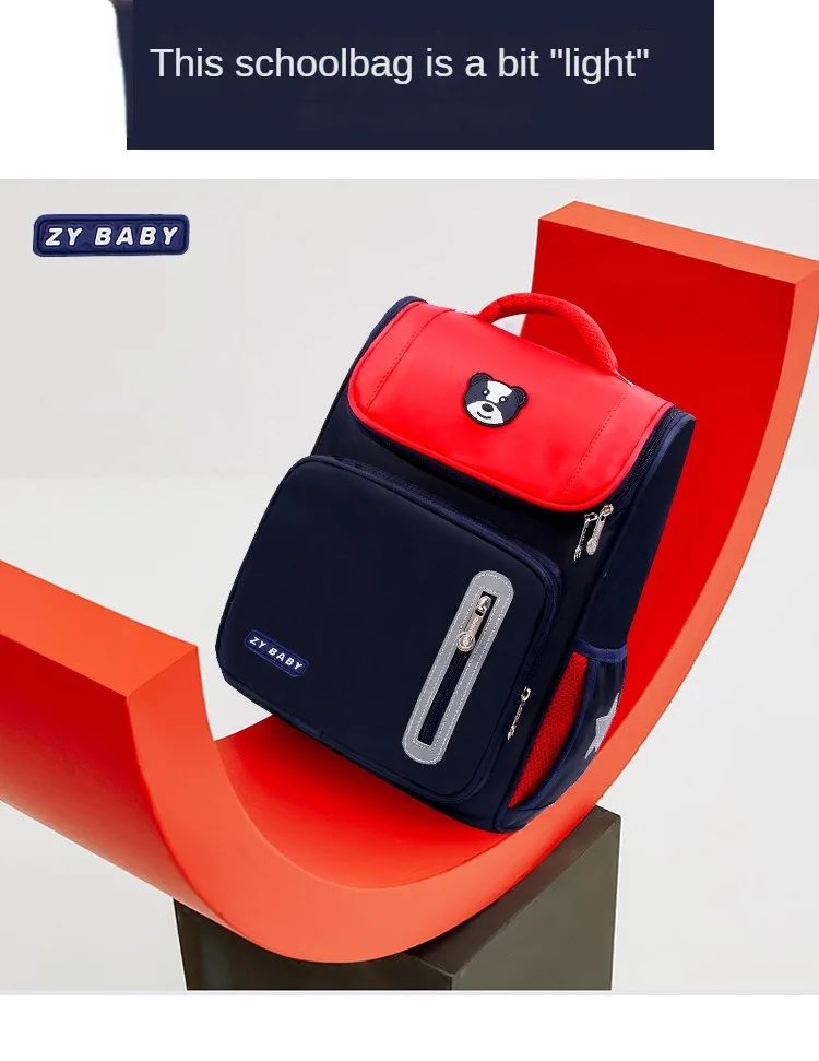 Durable and Lightweight Space Backpack for Russian Elementary Students: Upward-Opening Zipper, Reflective Strip, Waterproof