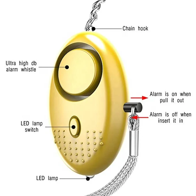 Mini Personal Alarm Flashlight Key Chain Pendant Flashlight USB Charging Self-defense Lighting Field Camping Outdoor Equipment