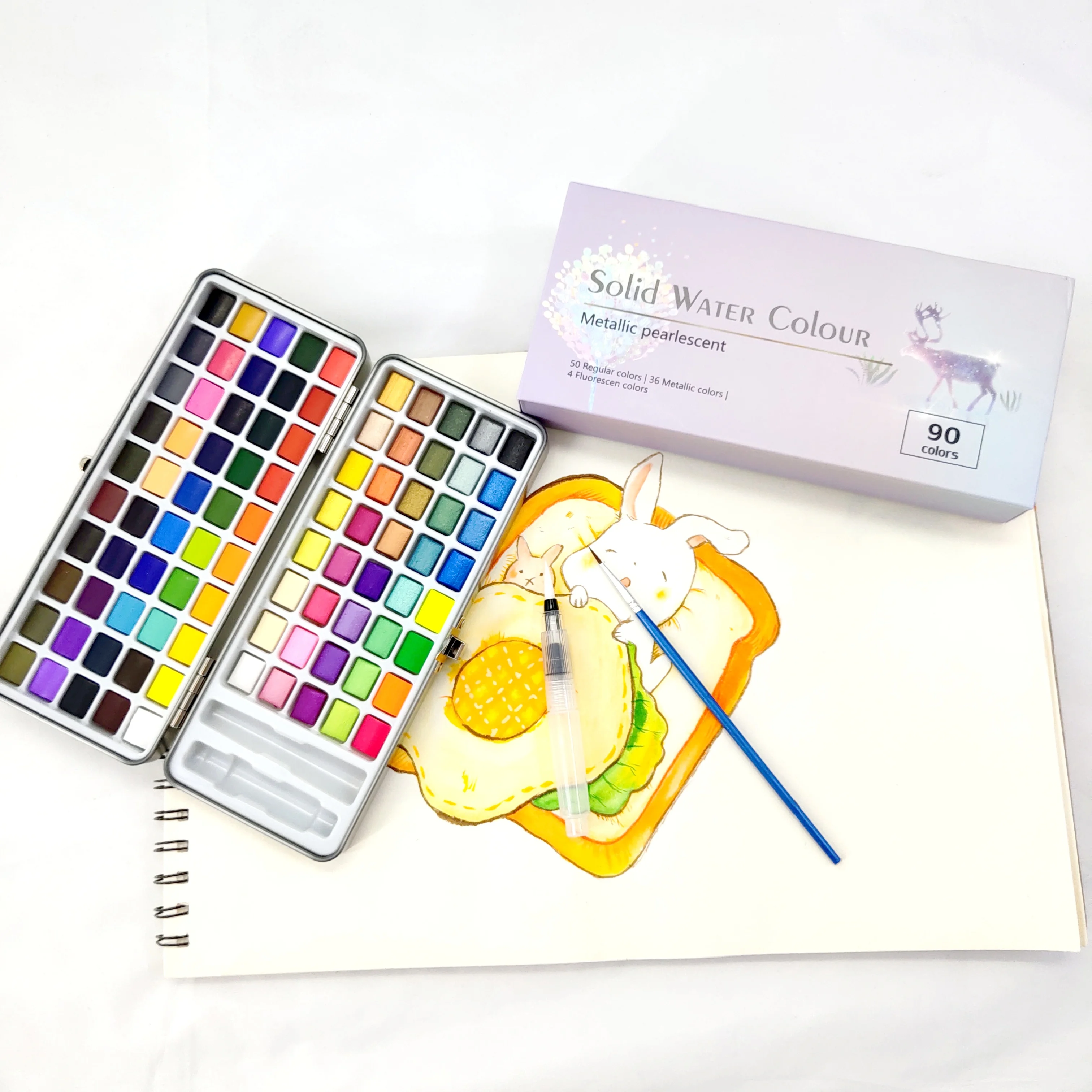 24 Colors Gouache Paint Set Solid Watercolor Paint Set for Beginners Students Artists