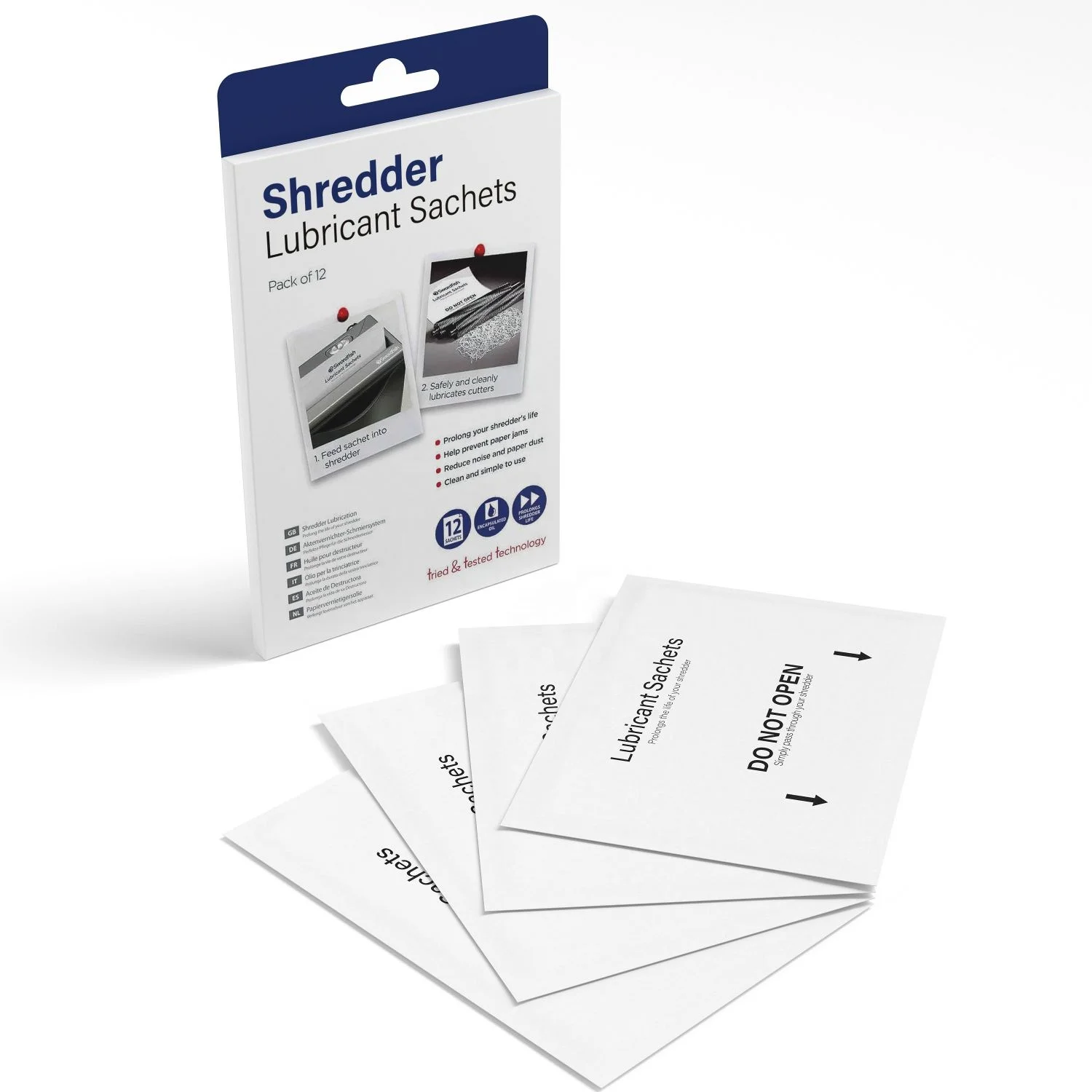 Premium Paper Shredder lube: Canola Shredder Oil Paper & Lubricant Sheets, lubricant satchet lubricant oil sheetIDSLS008