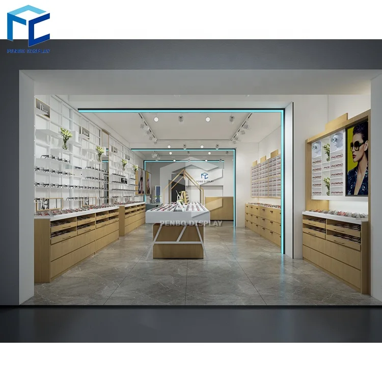 Fashion Optical Store Fixtures Decoration Custom Wooden Sunglasses Display Furniture Customized Eyewear Shop Interior Design