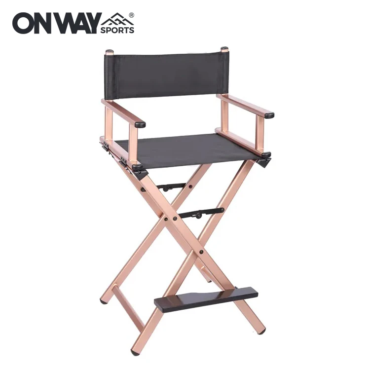 Custom Lightweight Portable Aluminum Folding Director Makeup Chair WIth Headrest