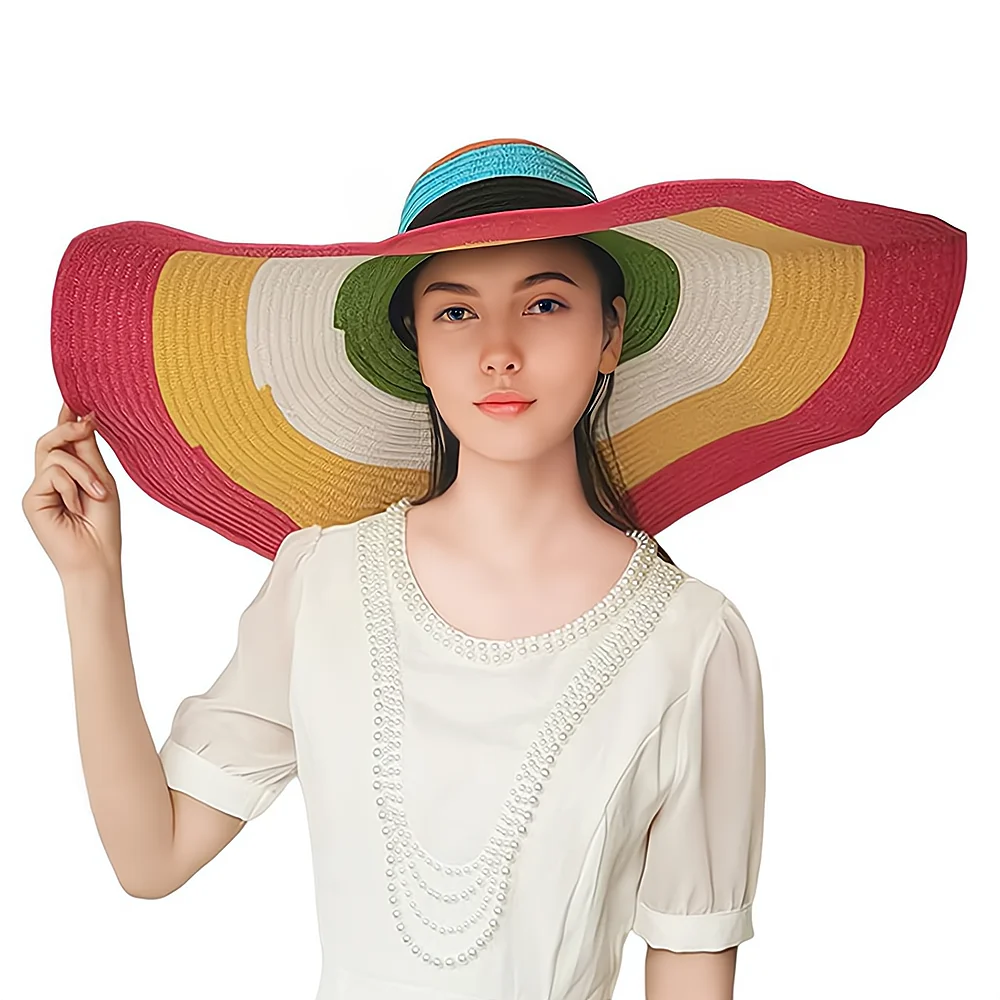 Wholesale Summer Elegant Wide Brim Oversize Big Large Paper Sun Beach Floppy Straw Hats for Women Bulk
