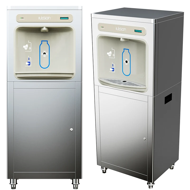 Commercial Large Capacity Stainless Steel Free Standing Water Bottle Filling Station RO Filter Water Cooler Dispenser