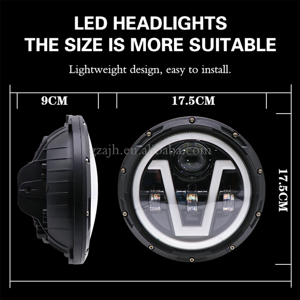 Newest design auto lighting system 65W round 7inch headlight With White DRL Amber Turn Signal For Offroad UV ATV Trucks