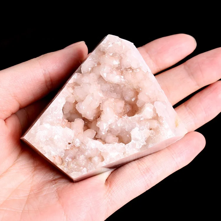 Wholesale healing gemstone crafts pink amethyst flower agate druzy crystal free form