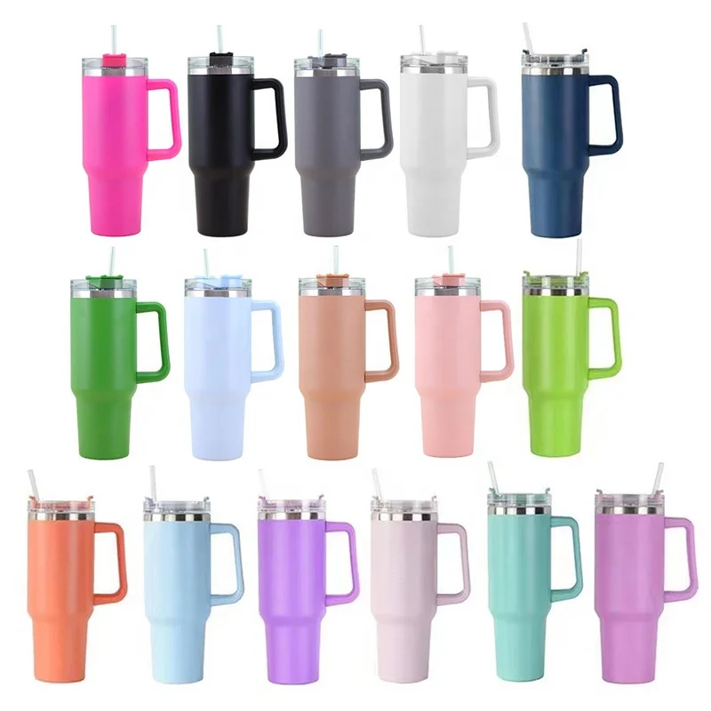 JM 1.0 40oz Cup with Handle Insulated Sport Water Drinking Bottle Car Cup Stainless Steel Vacuum Water Travel Cup