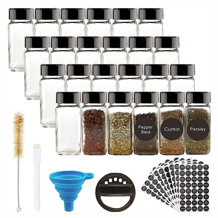 4 oz Glass Spice Jars with Black Butterfly Cap Clear Glass Jars with Shaker Lids for Storing Spice Herbs and Seasoning Powders