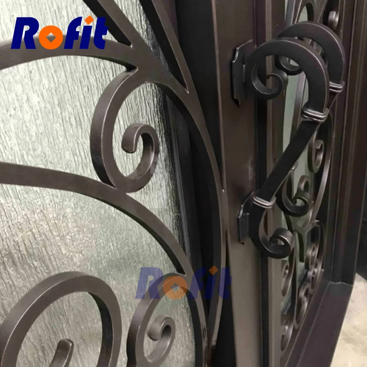 High quality wrought iron modern security door Double exterior entrance front door for the home
