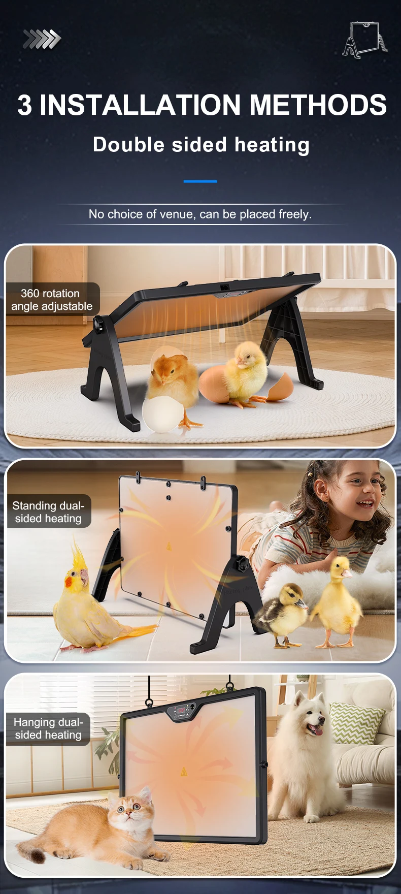 Factory Price Newest Adjustable Chick Brooder Dual Heating Plate for Newly Hatched Animals Anti-Roost Cone Heating Quickly