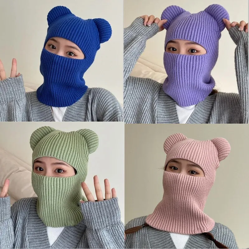 wholesale a knit ski mask custom  with bear ear