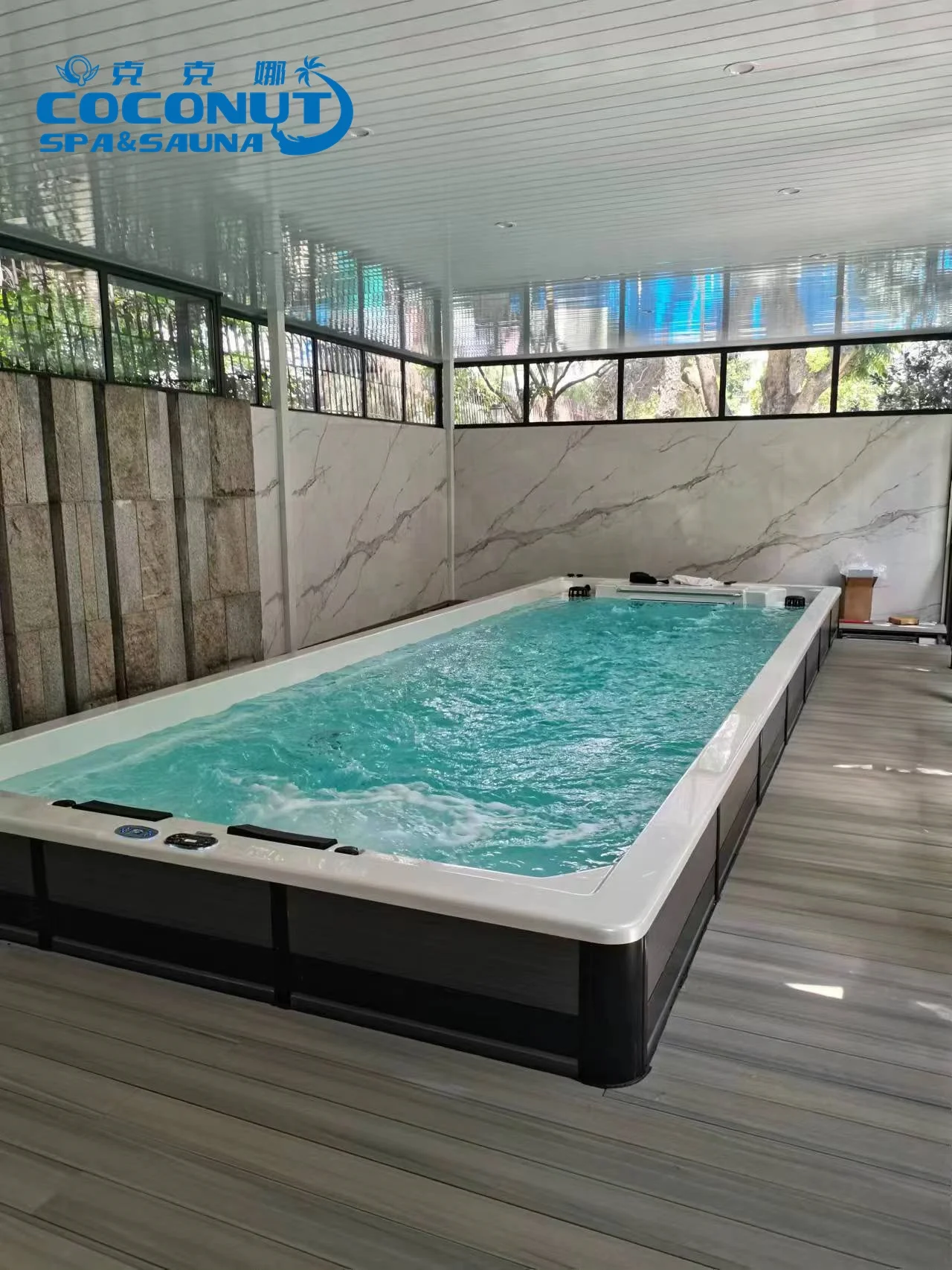 216 Inch Outdoor Hydro Fiberglass Spa Bathtub  Massage Swimming Pool For Enhanced Relaxation