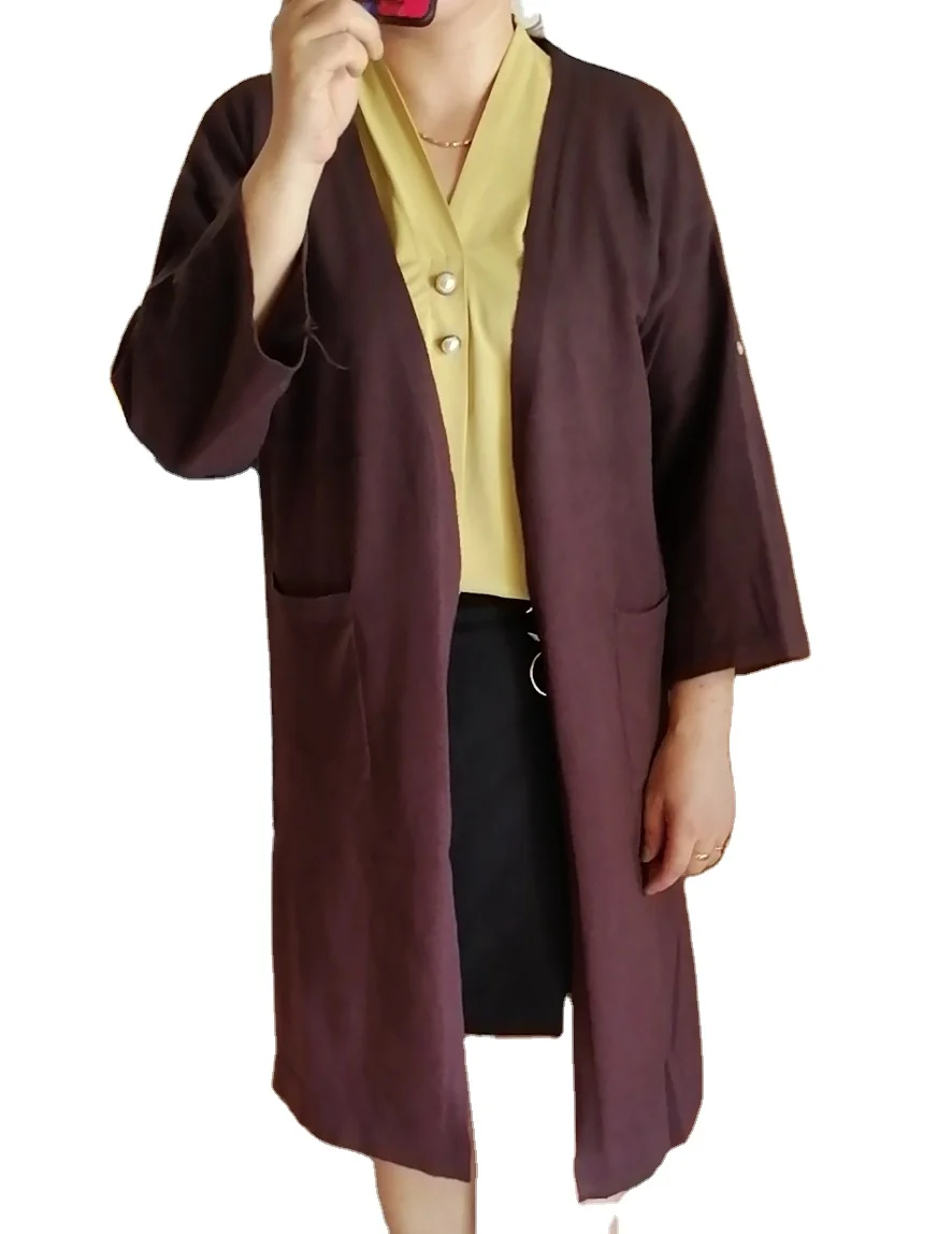 
2021 Cheap Solid color knitted longsleeve Plus Size cardigan sweater women 