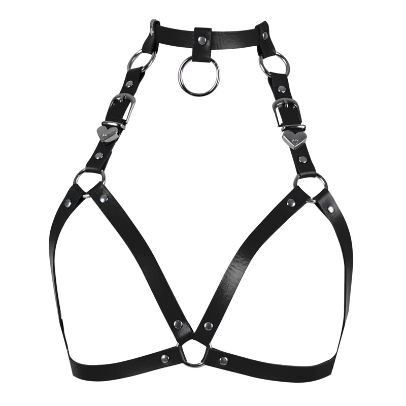 Leather Harness Top Bra Erotic Dance Wear Woman Lingerie Straps Body Lingerie Adjustable Punk Bondage Goth Sexy Slave Costumes