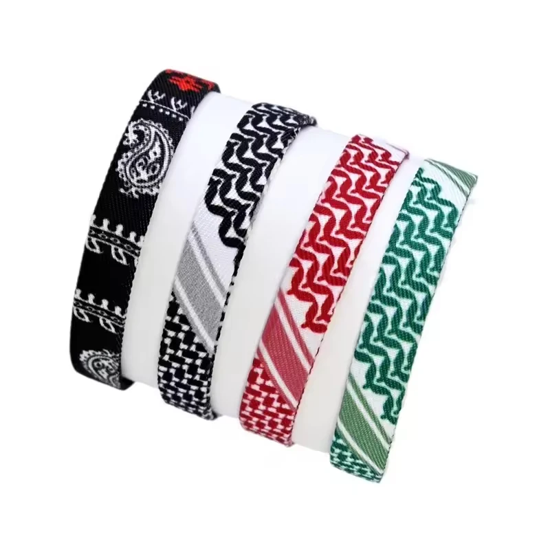Selling Four New Design Spot Product Cloth Material Palestine Kuffiyeh Flag Braided Rope Bracelet With Cheap