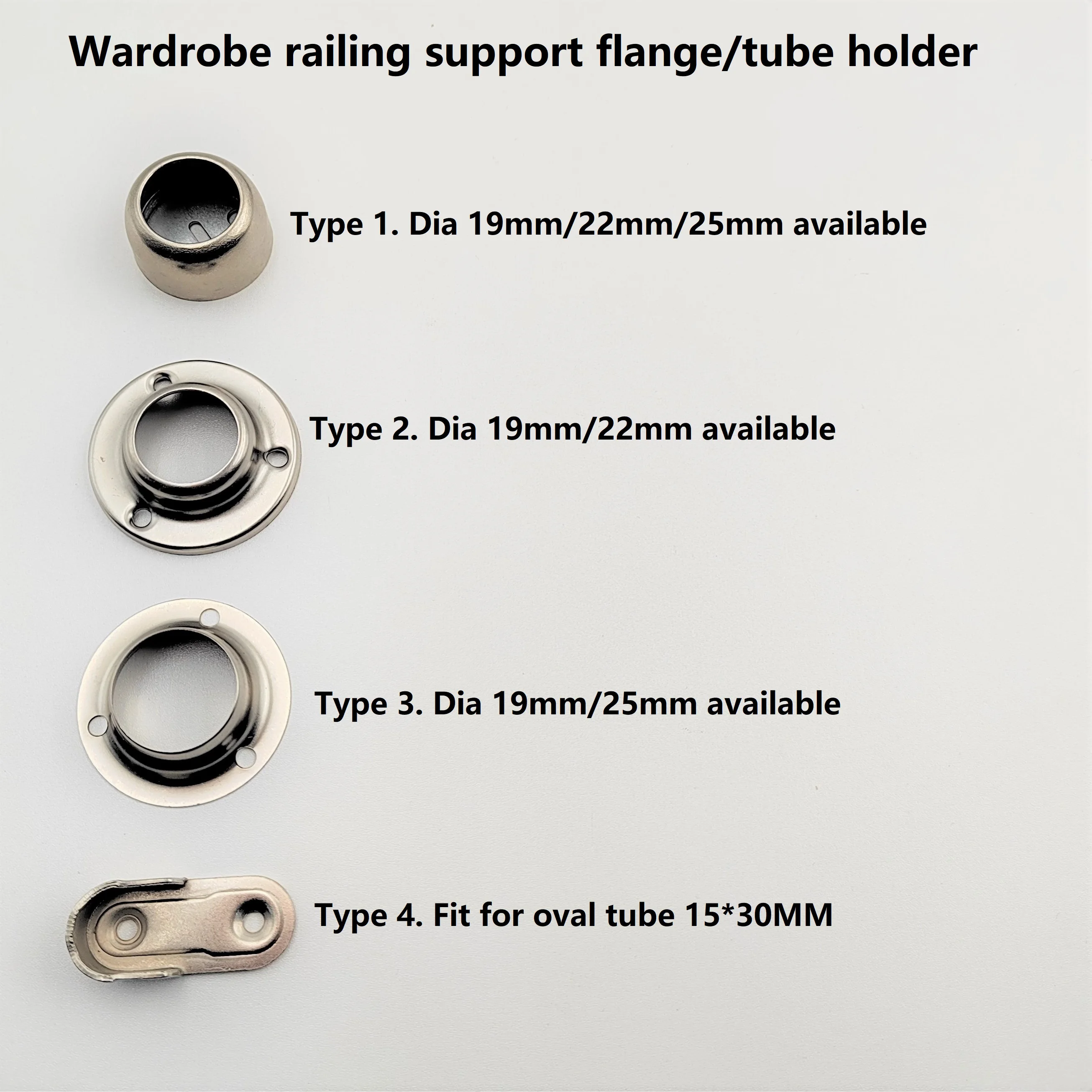 high-quality Economic Furniture Tube Holder 19mm Wardrobe Pipe Flange Wardrobe Hanger Clamp Round