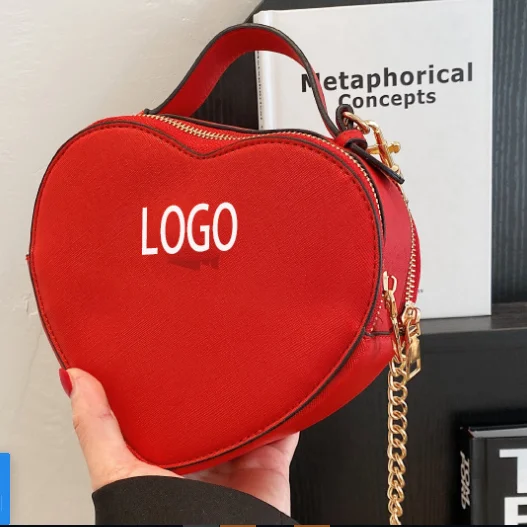 2024 NEW YCH pu Bolsos De Mujer Ladies heart shape Purses Handbags double zipper Women chain cross body messenger Hand Bags
