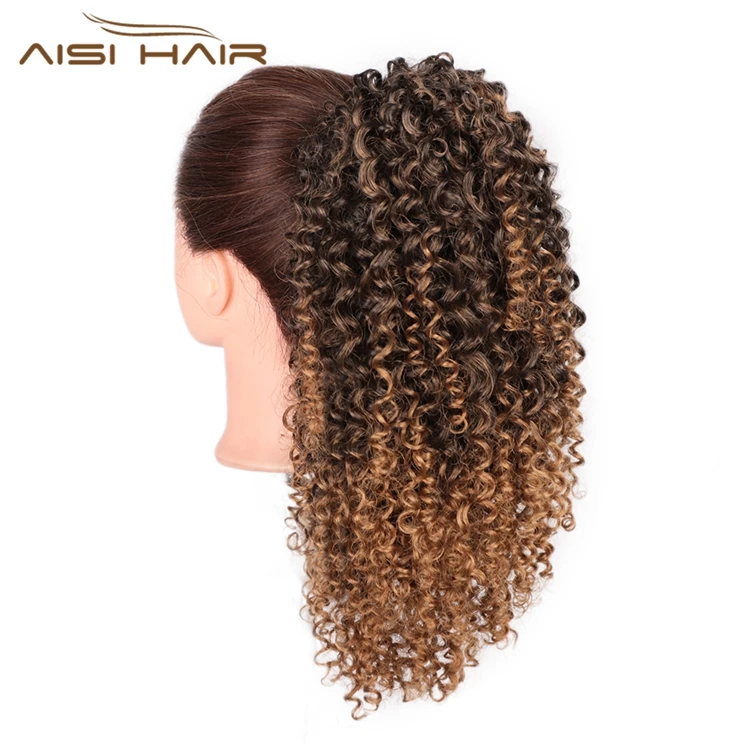  Высокотемпературный Синтетический Волосы Aisi Hair курчавый кудрявый шиньон пучок для черных женщин кулиска афро пуховик с зажимом в