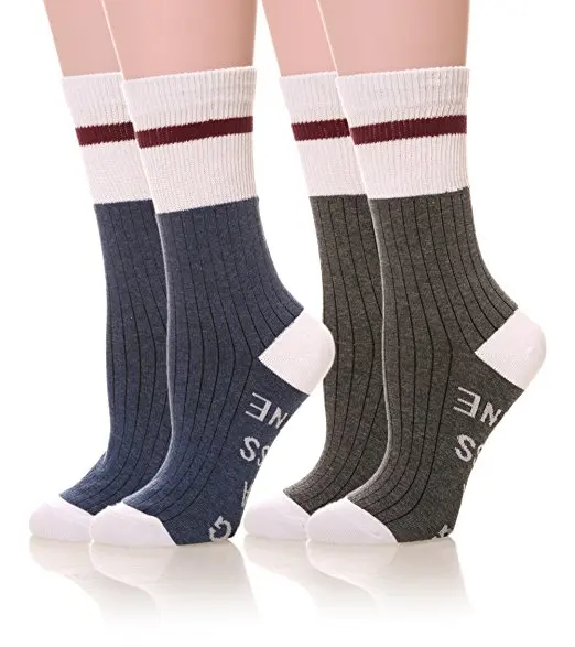 sublimation thermal gray red stripe crew business boot women work thick wool socks