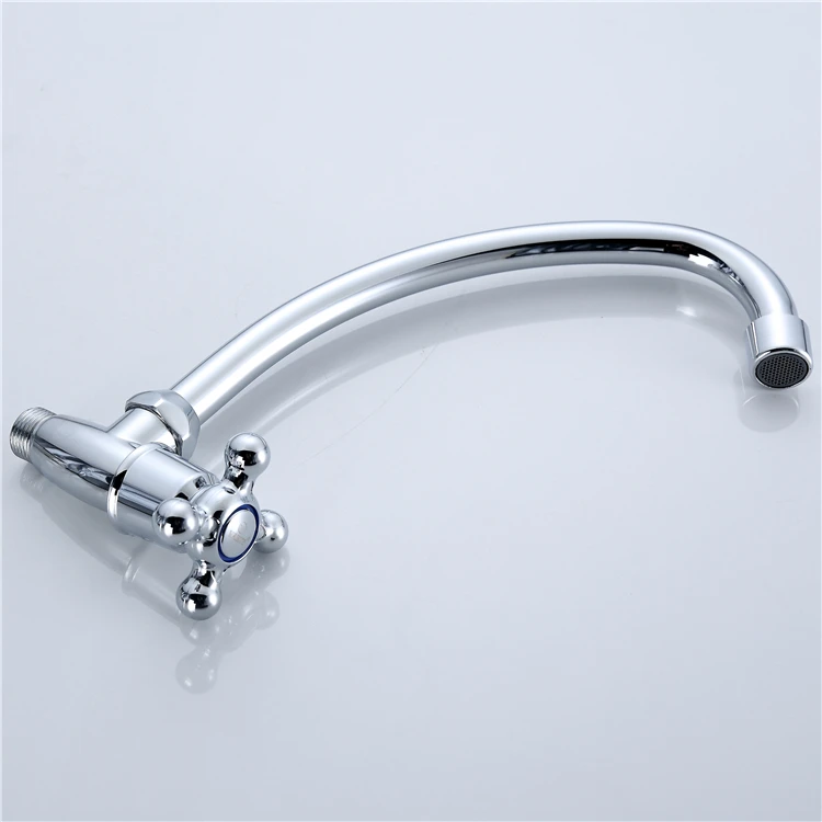 Horizontal single-cooled bin faucet zinc alloy body plastic hand wheel copper valve core stainless steel el pipe plated chrome