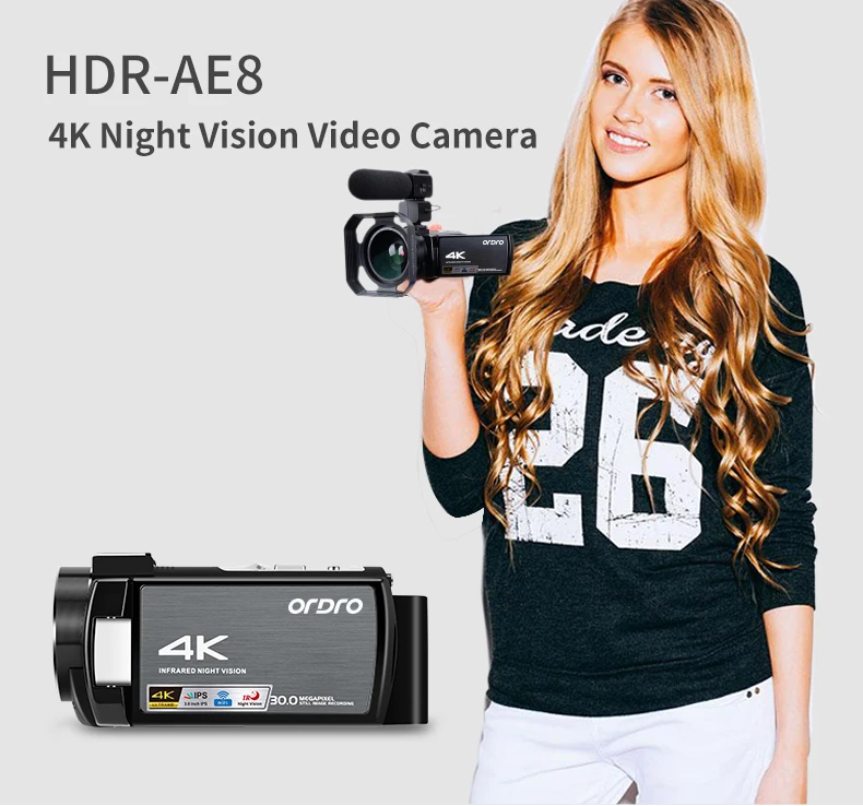 AE8 Digital 4K UHD Camcorder Ghost Hunting Infrared Night Vision Wifi Video Camera