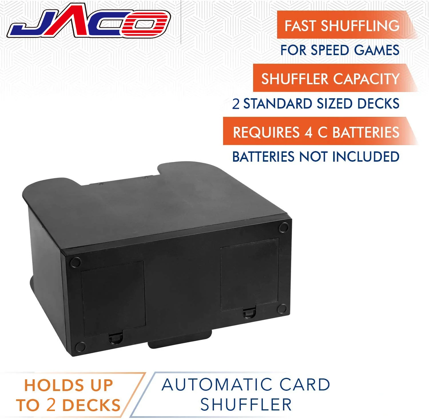 JACO Premium Automatic Card Shuffler Battery Operated Holds up to 2 Decks Professional Cards Shuffling Machine Shuffles Quickly