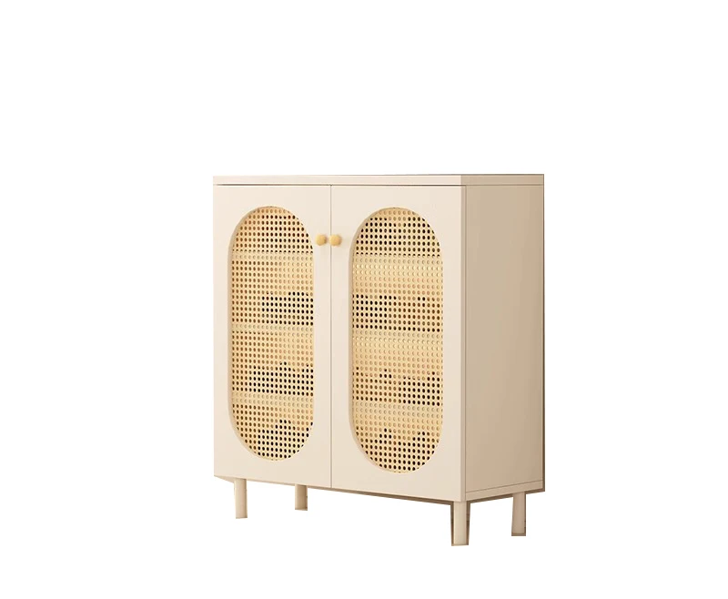 White French Rattan Shoe Storage Cabinet For Living Room Dining Room Kitchen Outdoor