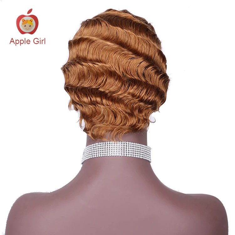 Pixie Wig Unprocessed Virgin Cuticle Aligned Hair 100% Human Hair Wigs for Black Women and Men #27 Color Honey Blonde Short Inch