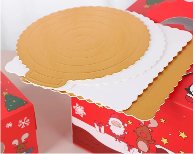 beautiful red Christmas cake box 10x10x10 inch  with cake base
