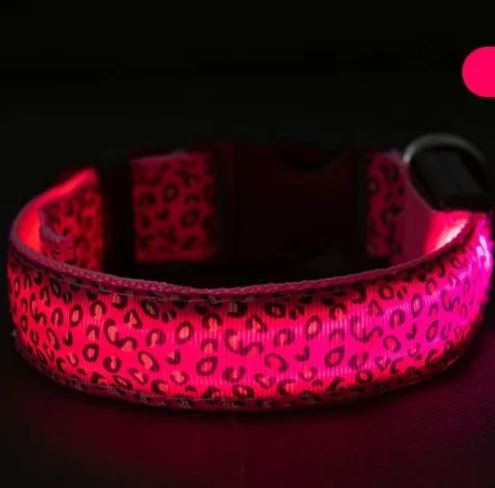 Светодиодный ошейник для собак зарядка через USB мигающие фонарики светящийся Леопардовый безопасен домашних животных
