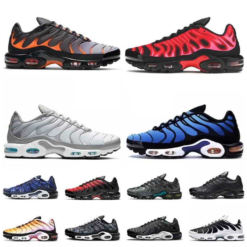 Big Size US 12 For Mens Plus Tn Running Shoes Top Quality TNS SE Cushion OG Sneakers Smoke Grey Hyper Blue Triple Black Shattere