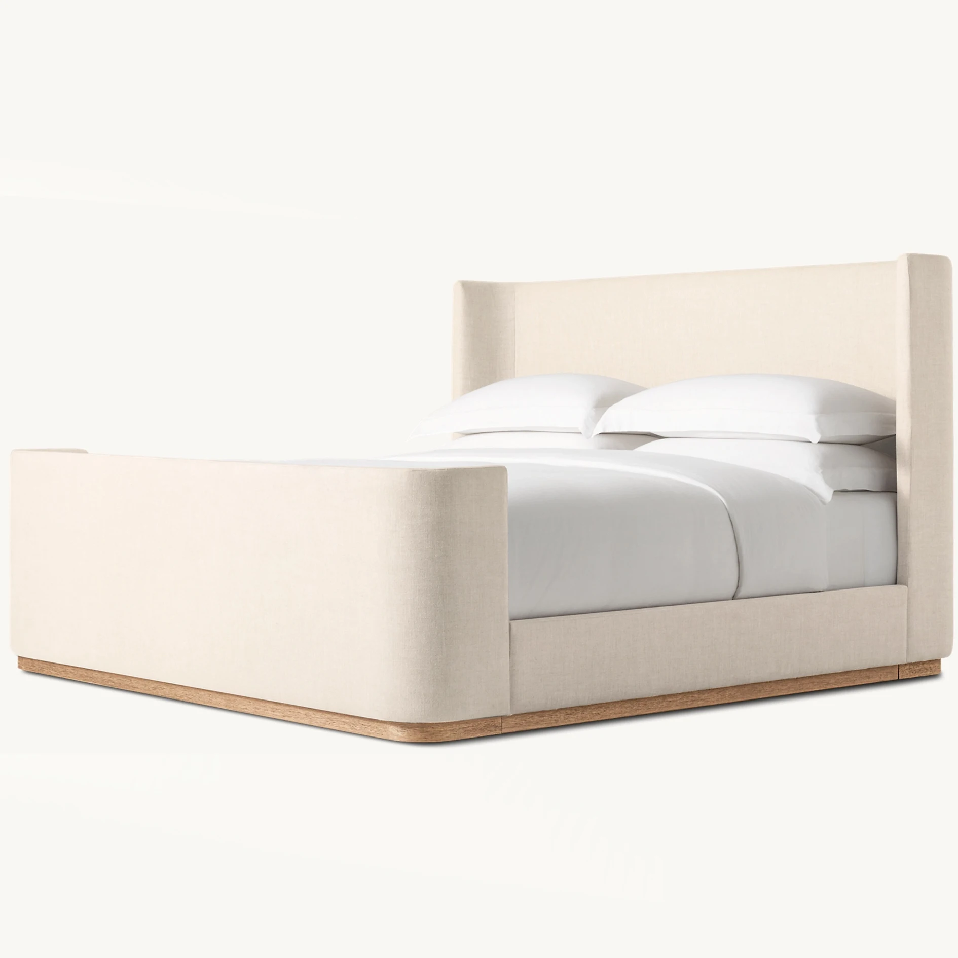 Modern Luxury King Size Bedroom Indoor Furniture Solid Wood Frame Foot Board Fabric Beds