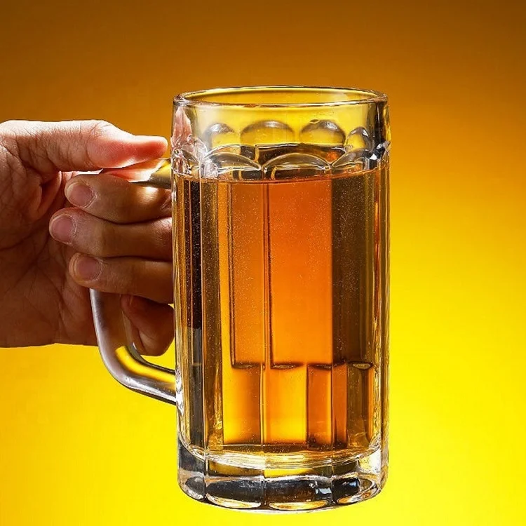 Manufacturer of 400ml beer mug with handle glass beer mugs with handle big freezable free samples premium quality
