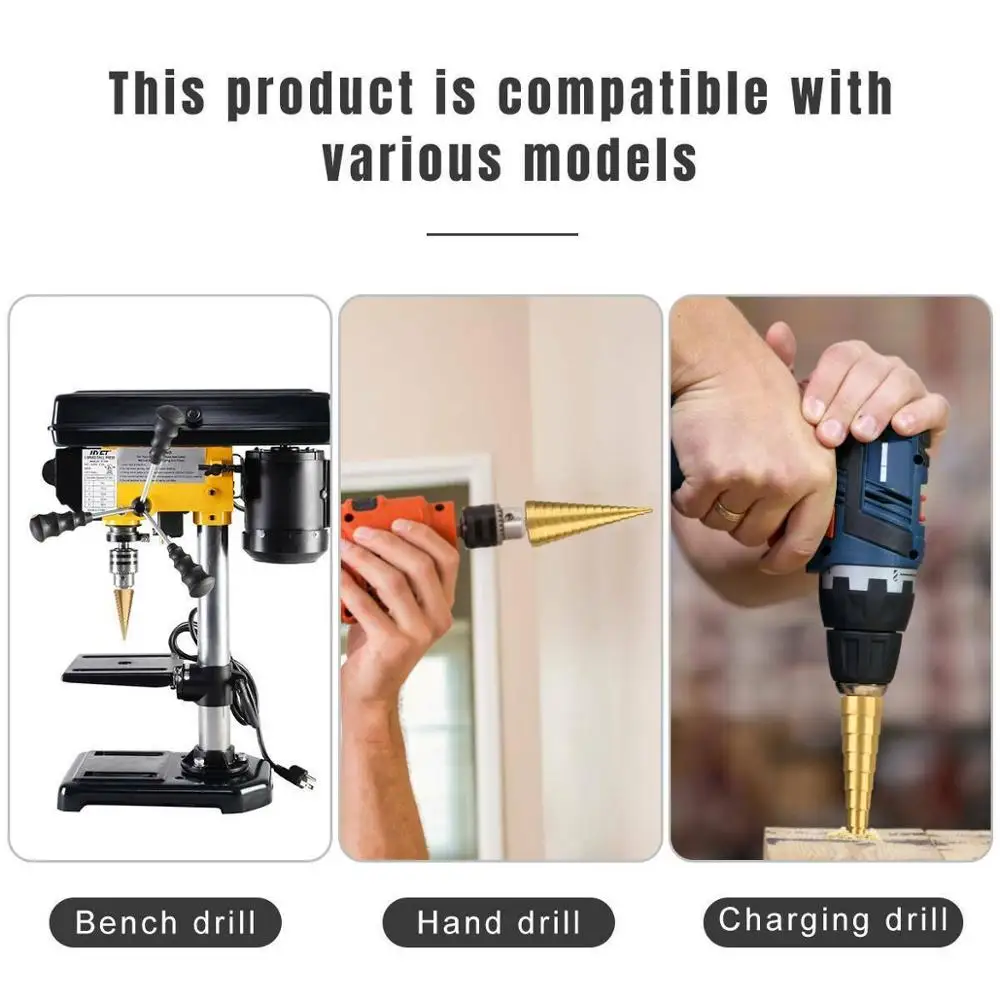 
3PCS Step Drill Bits Set HSS Tin-Coated step drill bit for metal drilling 