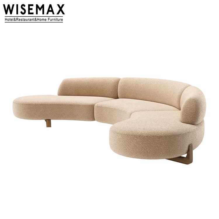 WISEMAX FURNITURE New italy style modern curved design long fabric sofa for living room hotel
