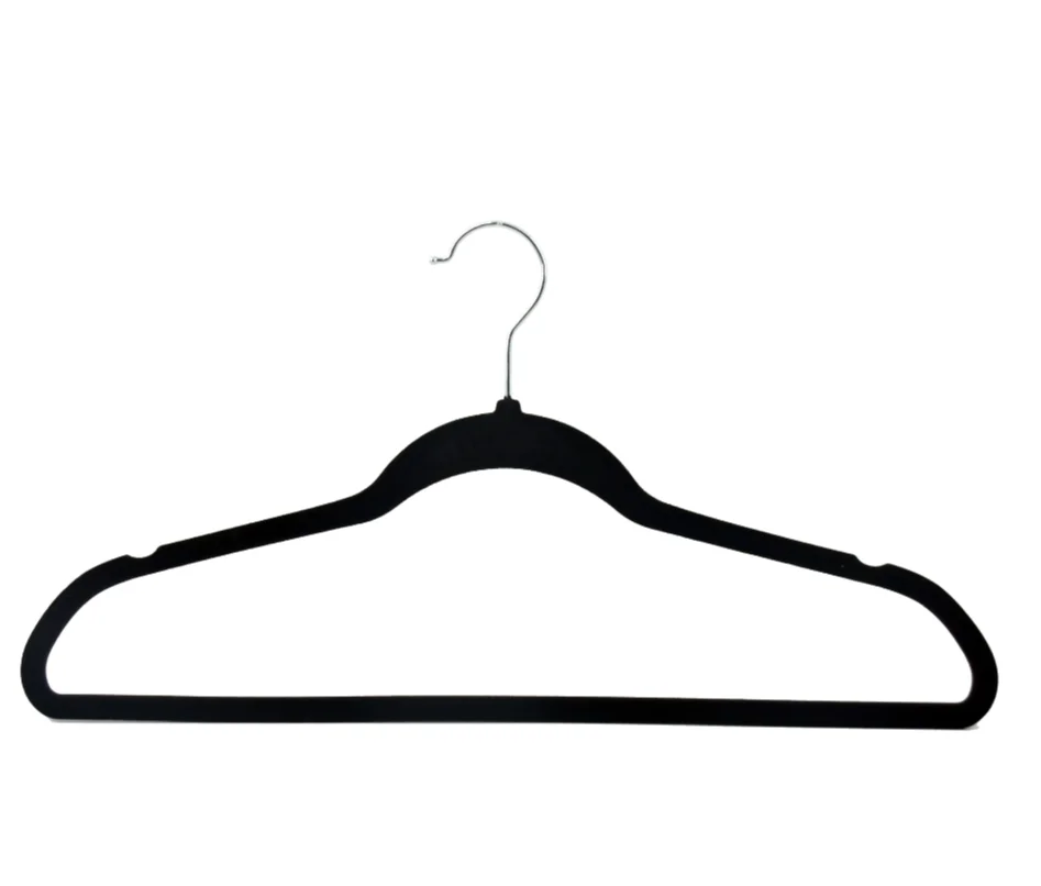 360 Degree Rotatable Clothes Hooks Velvet hangers 50 pack Wholesale Durable Clothes Black non-slip Satin Hangers