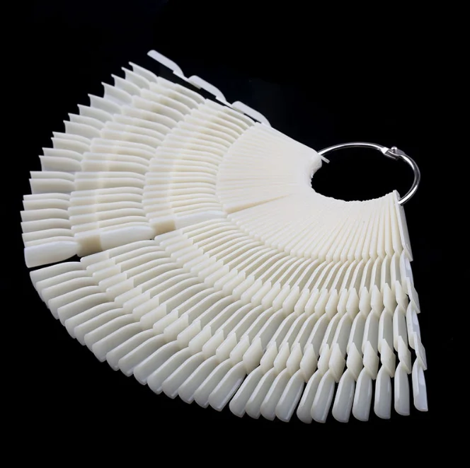 150Pcs 3 Knots Nail Art Display Natural Chart Color Practice Fan Nail Polish Display with Ring Nail Tools