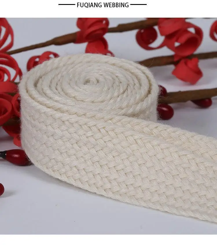 32 double-core cotton rope flat rope single-layer cotton belt clothing trousers waist hat rope shoe woven belt can be dyed