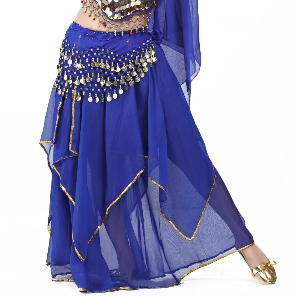 Long Skirt Dress Belly Dance Stage Performance Bottom Yarn Bollywood Indian Accessories Sexy for Women Adults Chiffon 1set