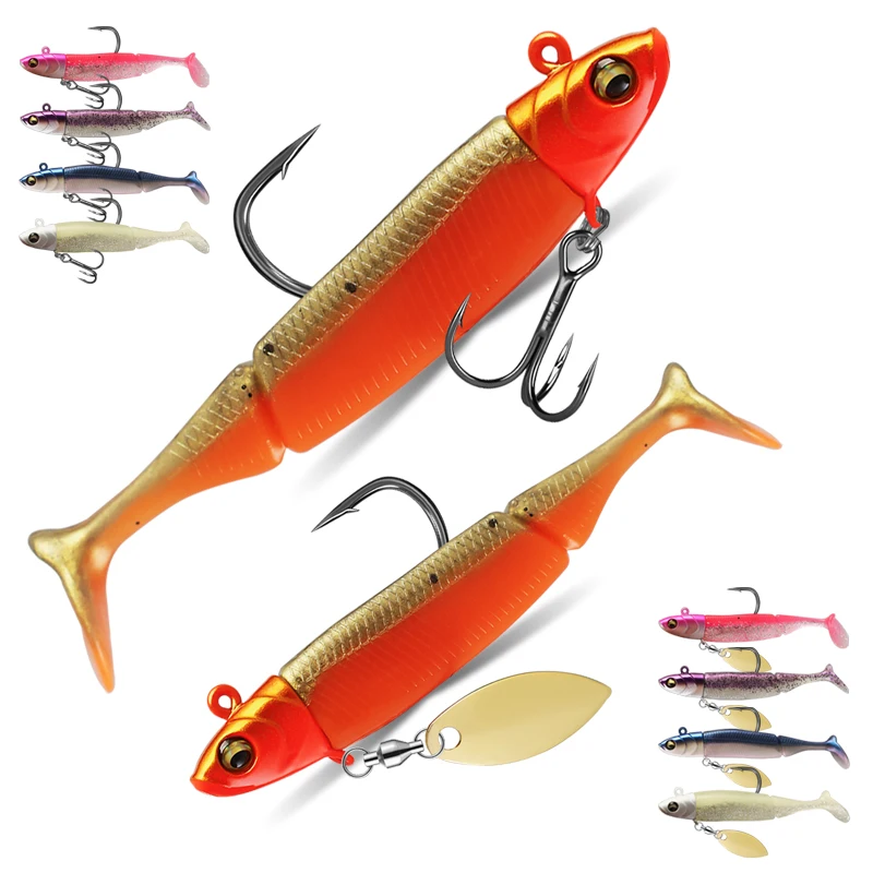 Palmer 15g 20g jointed swimbait soft plastic fishing lures swim bait paddle tail fishing lures black minnow lure with jig head