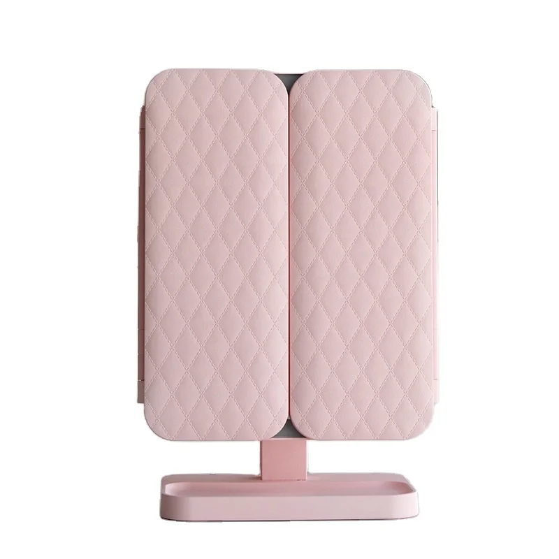 Tri-fold Vanity LED Mirror 1X/2X/3X Magnification 180 Adjustable Rotation LED makeup mirror with  light