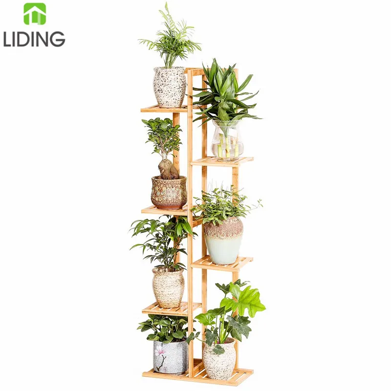 6 Tier Bamboo Plant Stand, Flower Pot Holder, Flower Display Shelf