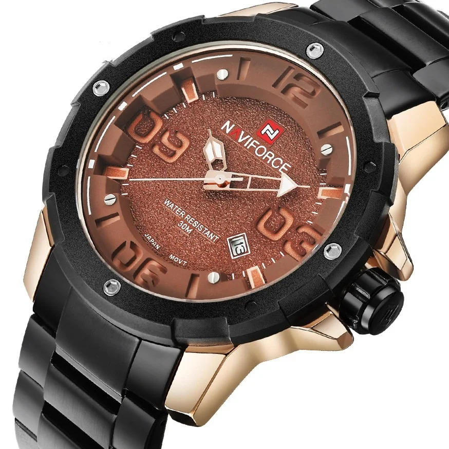 NAVIFORCE Casual Sports Watch Men Luxury Brand Miliray Quartz Wristwatches Waterproof Full Steel Male Watches