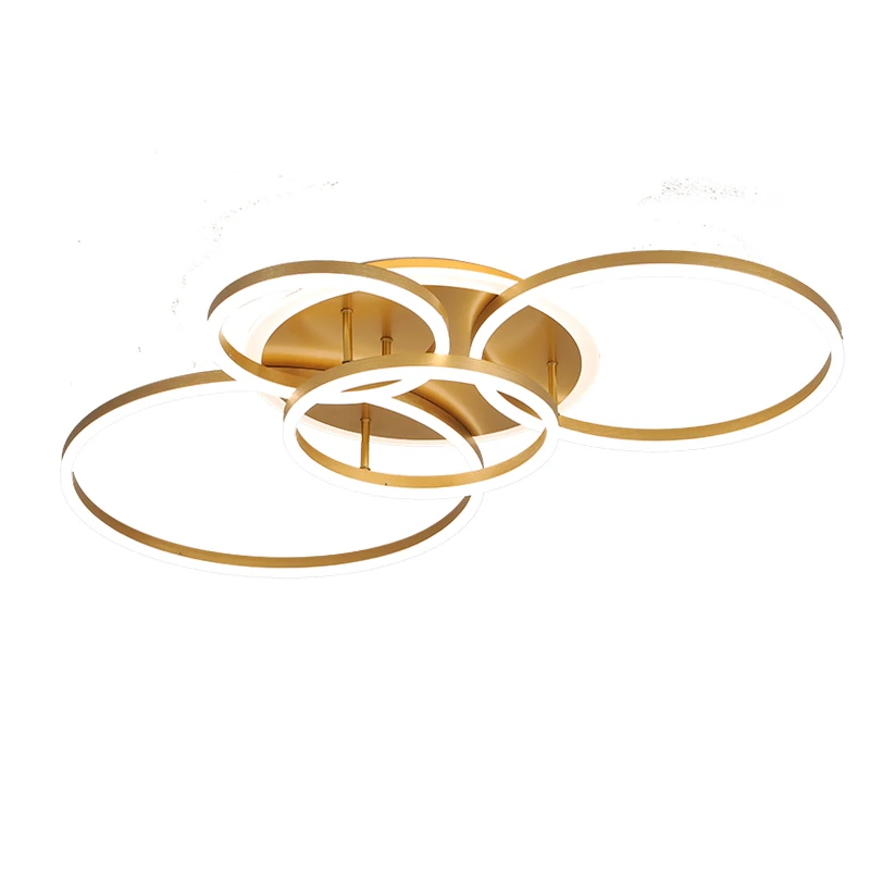 Simig lighting modern luxury cozy gold 3 ring acrylic living room ceiling chandelier
